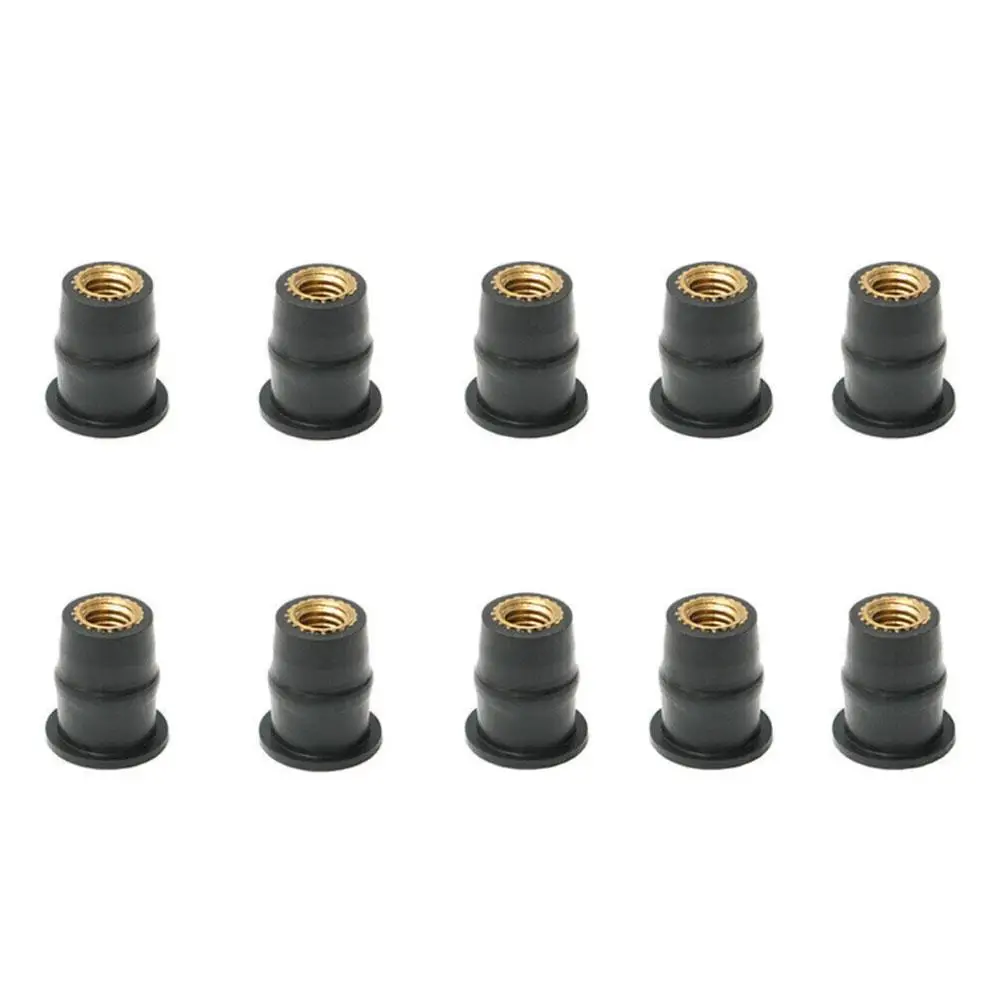 10 Pcs Rubber Well Nuts with M5 M6 Brass Insert 4mm Fairing Wellnuts 6mm Windscreen Metric Windshield Fasteners 5mm Motorcy I7P0