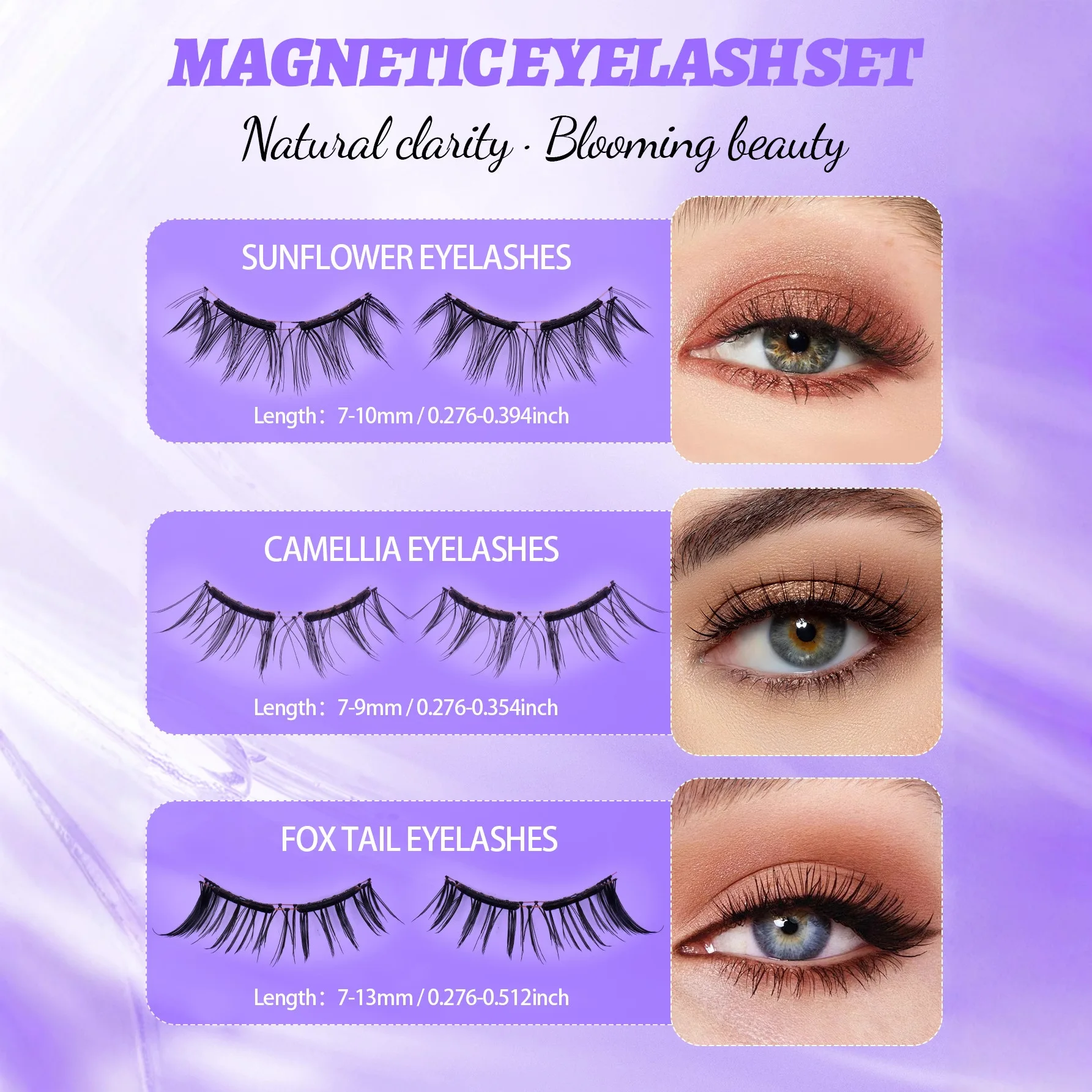 Soft Magnetic Suction False Eyelashes, Natural Eyelashes, Glue-free and Unloading, Reuse Magnetic Attraction