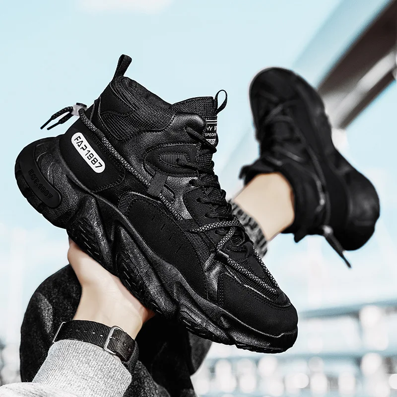 High Top Sneakers for Men Winter New Korean Version Sport Shoes Male Casual All-match Dad Shoes Outdoor Non-slip Running Shoes image 4
