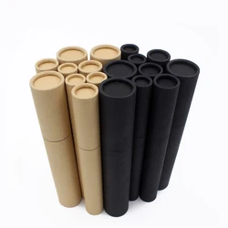 Black /Kraft Cardboard Tube for Perfume Bottles ,Pencil Boxes, Small Gift Container with Lid Can Customized, 50 PCs/Lot
