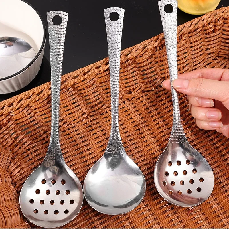 Stainless Steel Soup Spoon Gravy Ladle Skimmer Scoop with Holes Large Capacity Spoon Mirror Polished Rice Ladles Cooking Tools