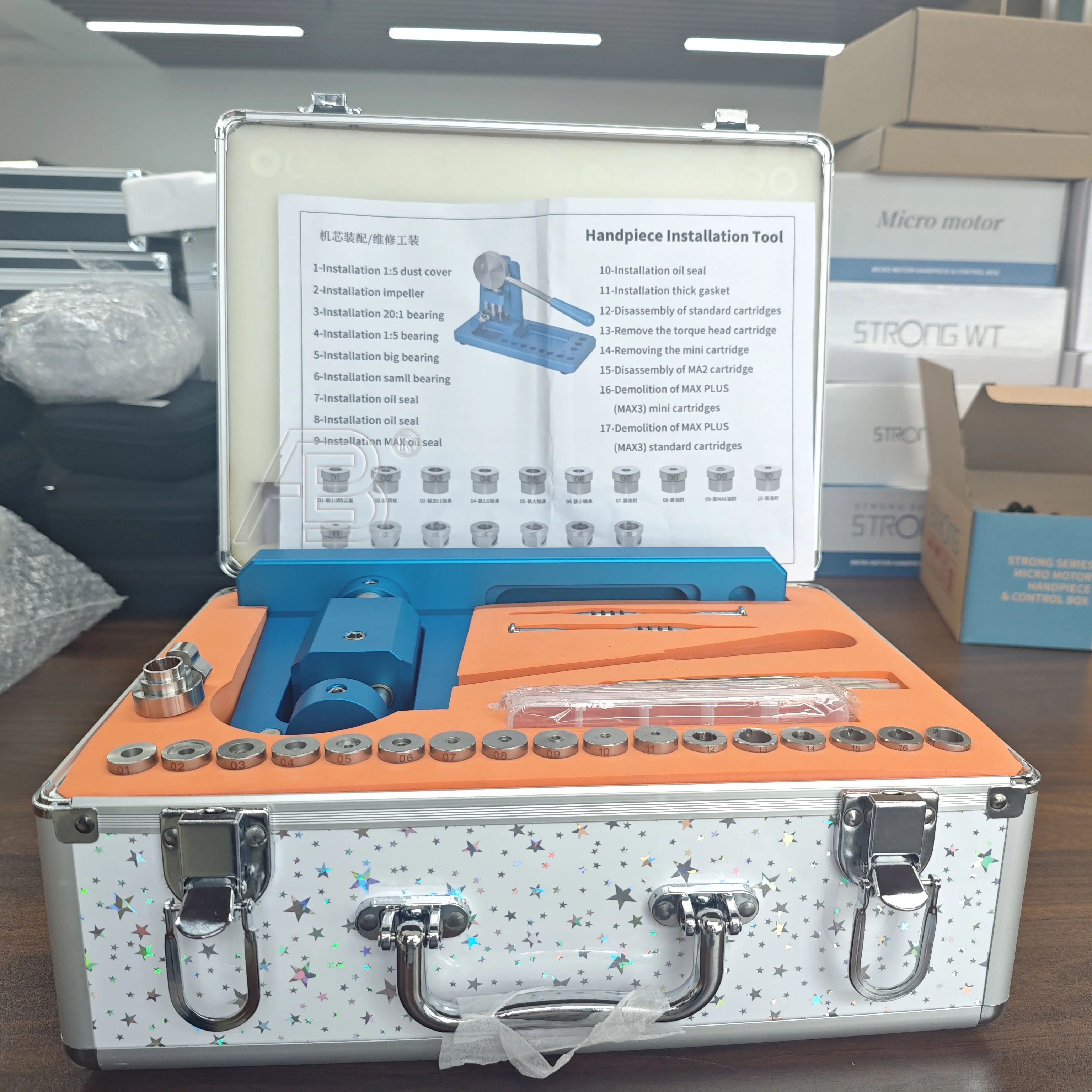 Denal Handpiece Bearing Repair Tool Cartridge Installation Handpiece Maintenance Multi-Purpose Repair Tool Kit Metal