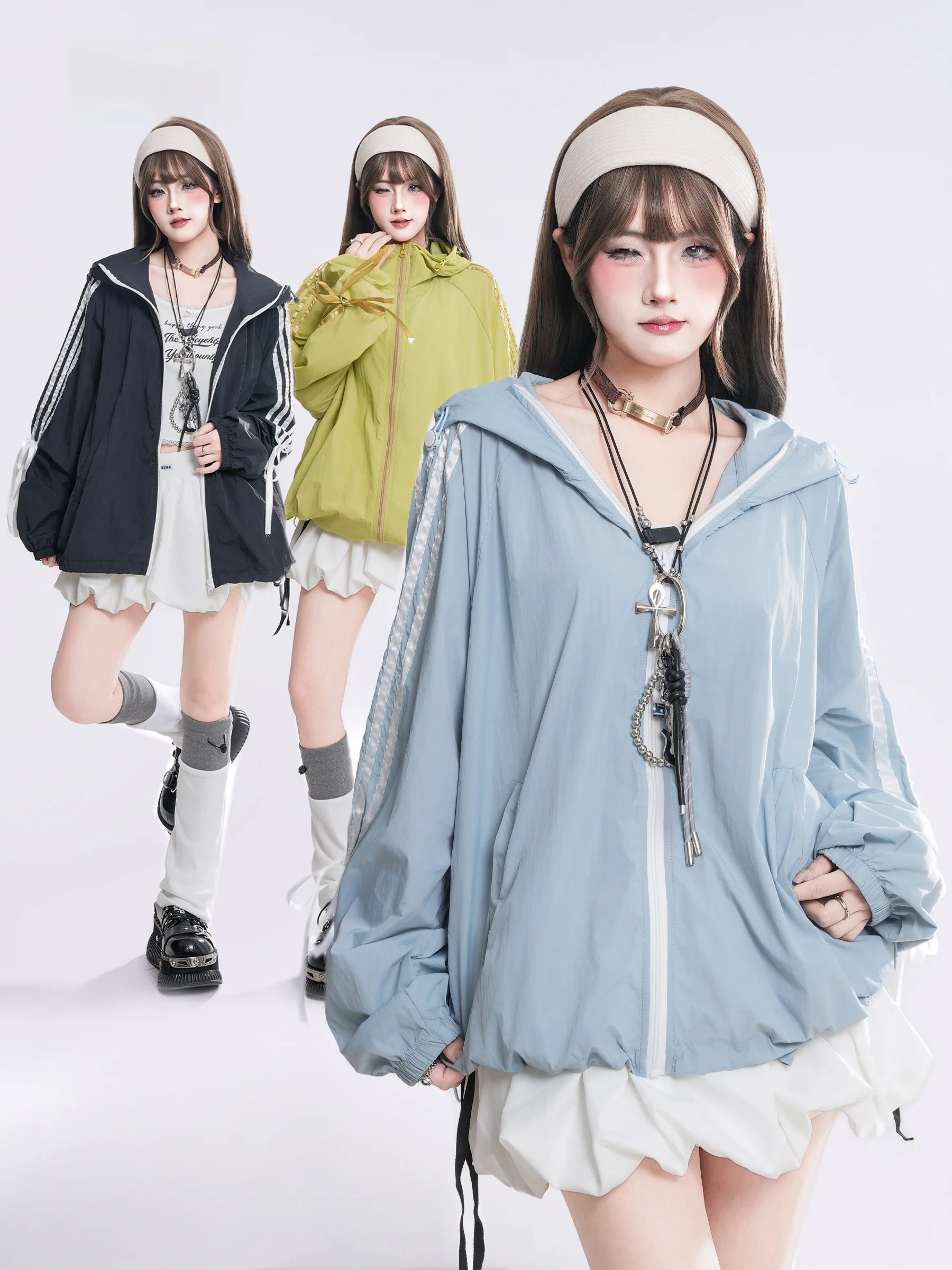 

HM женская уличная легкая дышащая солнцезащитная одежда в полоску с узлом, спортивная одежда Qui Dry, летнее пальто