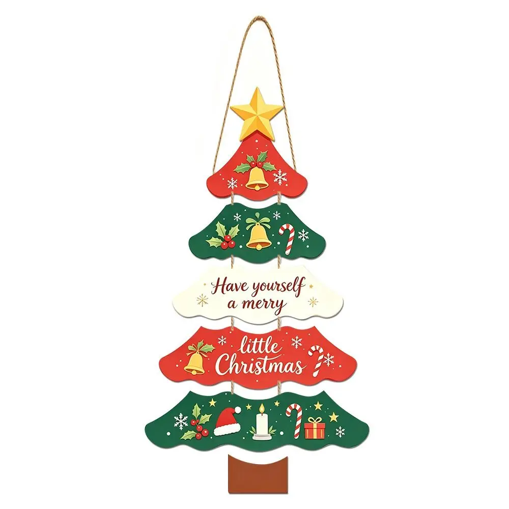 Paper Christmas Tree Door Sign Cartoon Multi-layered Xmas Hanging Flag Durable Creative Door Hanging Ornament