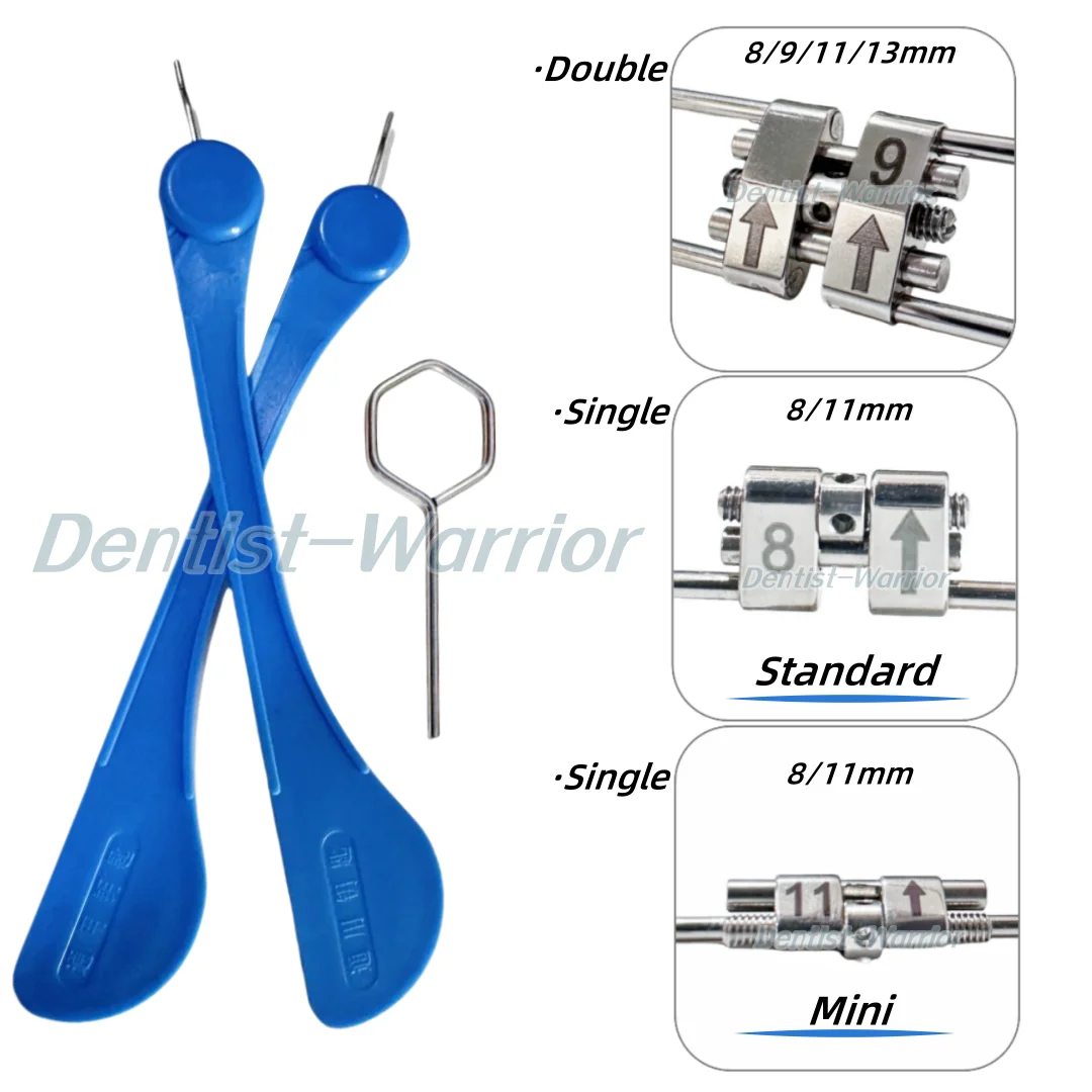 Dental Rapid Palatal Expander Dental Orthodontic Expansion Screw with Swivel Key Mini/Standard 8/9/11/13mm