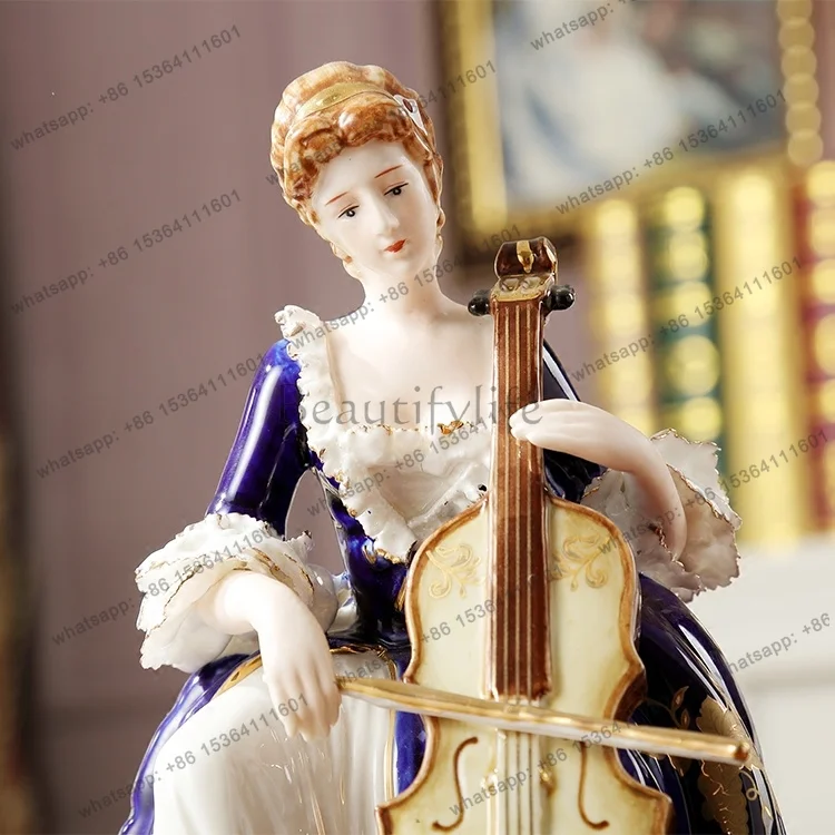 European ceramic figure ornament, luxury American cello, high-end art, home decoration