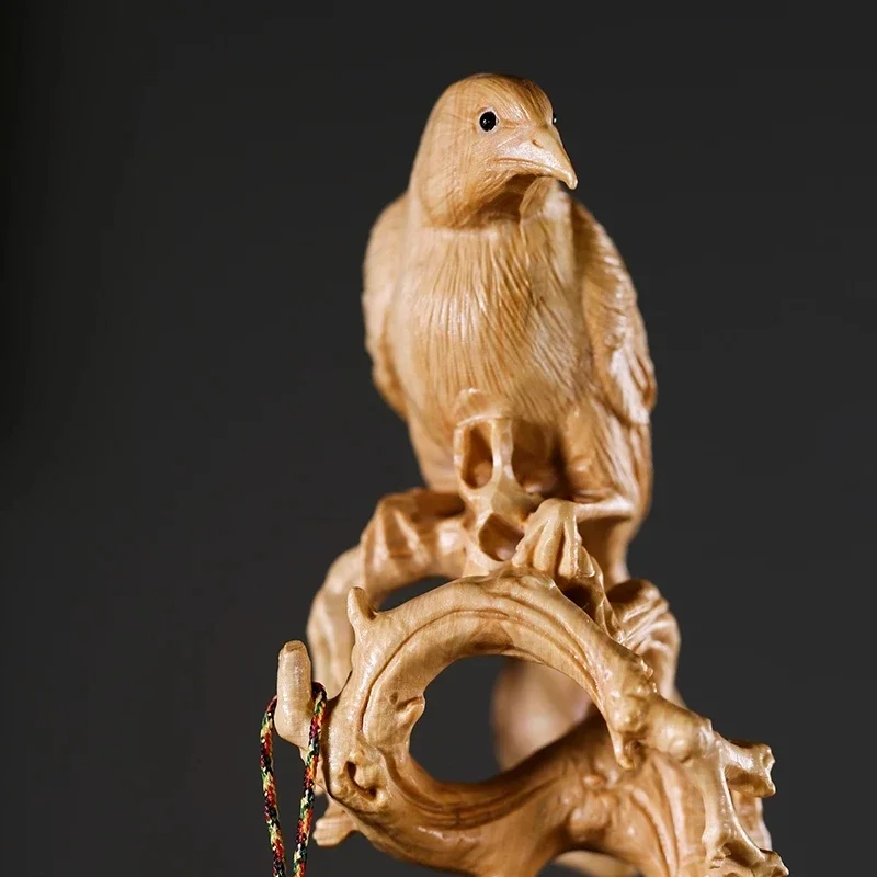 Birds Calligraphy Brush Shelf Wood Carving New Chinese Style Study Decoration Furnishing Brush Hand String Hanging Frame