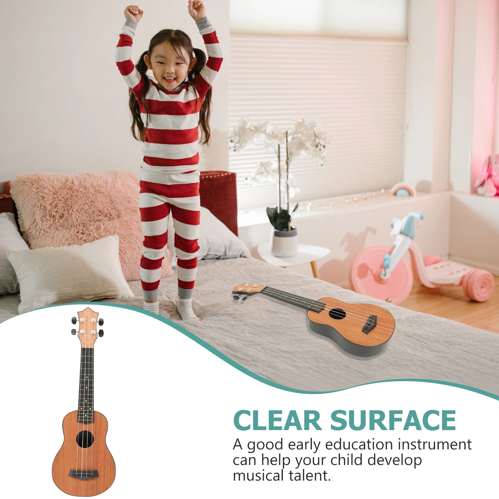 

21 Inch Ukulele Four String Wooden Kids Adults Beginner Guitar Soprano Playing Musical Instrument