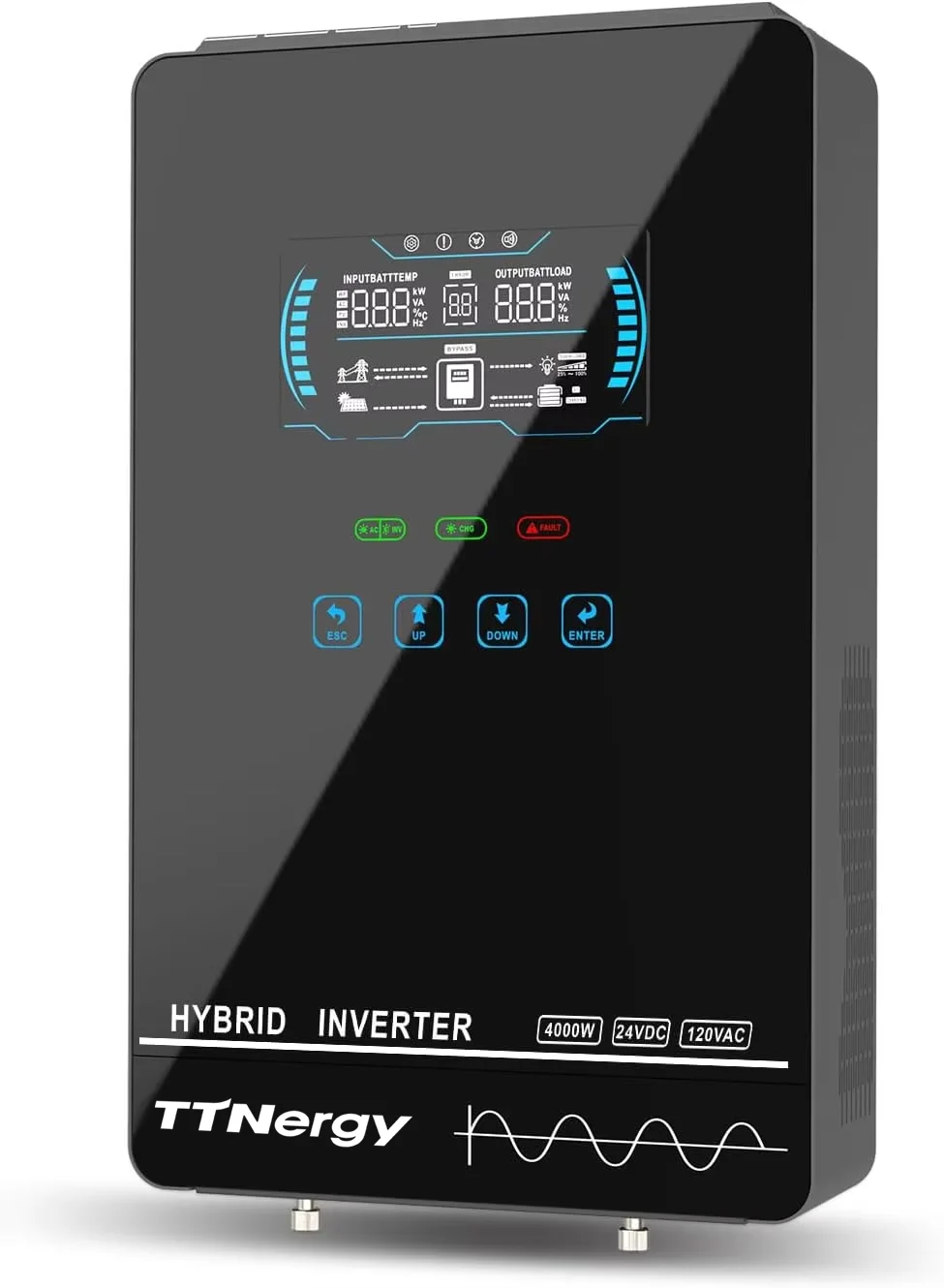 Off Grid Inverter HGX 4KW 24v 110/120v Pure Sine Wave MPPT Solar Charge Touch Screen LCD Hybrid Inverter