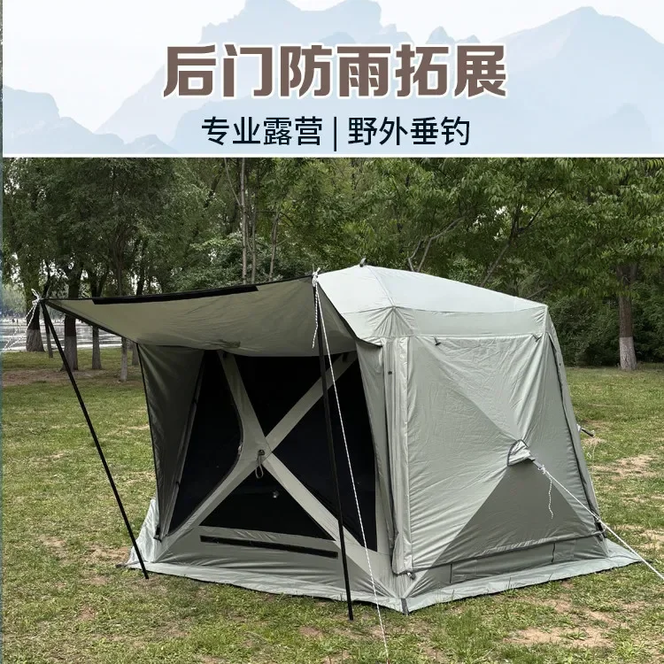 Big hexagonal summer 360-degree panoramic screen window, large sunscreen, open in seconds, anti-wind and rainstorm