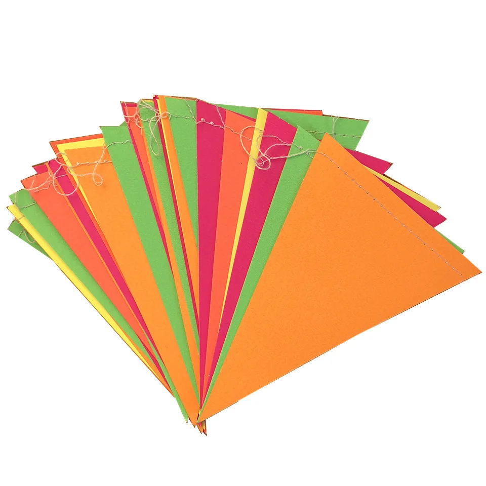 1Packx3M 5ColourNeon ورقة توهج العلم راية زينة معلقة ، توهج الطرف ، 80s توهج في الظلام حزب العلم راية الضوء الأسود