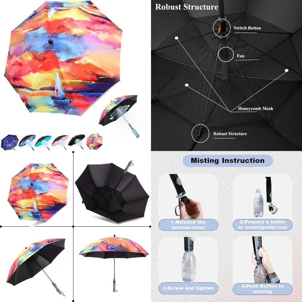 

3-in-1 UV-Blocking Umbrella with Fan and Mist Spray for Summer Outdoor Activities in 2025
