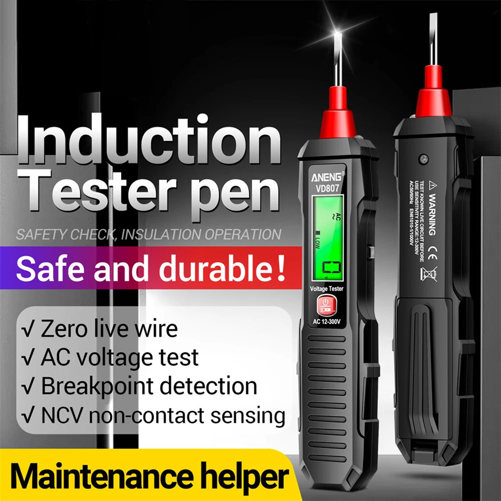 

VD807 Digital 12-300V Portable Screwdriver Indicator Voltage Detector Electrical Test Pen AC NCV Electric Pen Tool