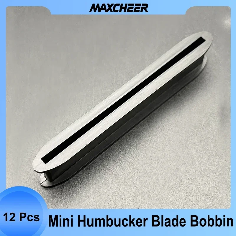 12Pcs Pickup Bobbin Spike Shape for Blade Style Bobbin for Mini Humbucker 65x7.8 Slug Bobbin Dual Coil Pickup Bobbin Black