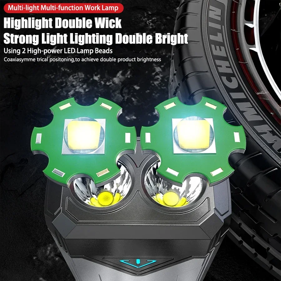 مصباح يدوي محمول عالي السطوع، قدرة تحمل فائقة الطول، من النوع C، مغناطيسي، خطاف، أوضاع إضاءة متعددة، خارجية، صيانة العمل، التخييم