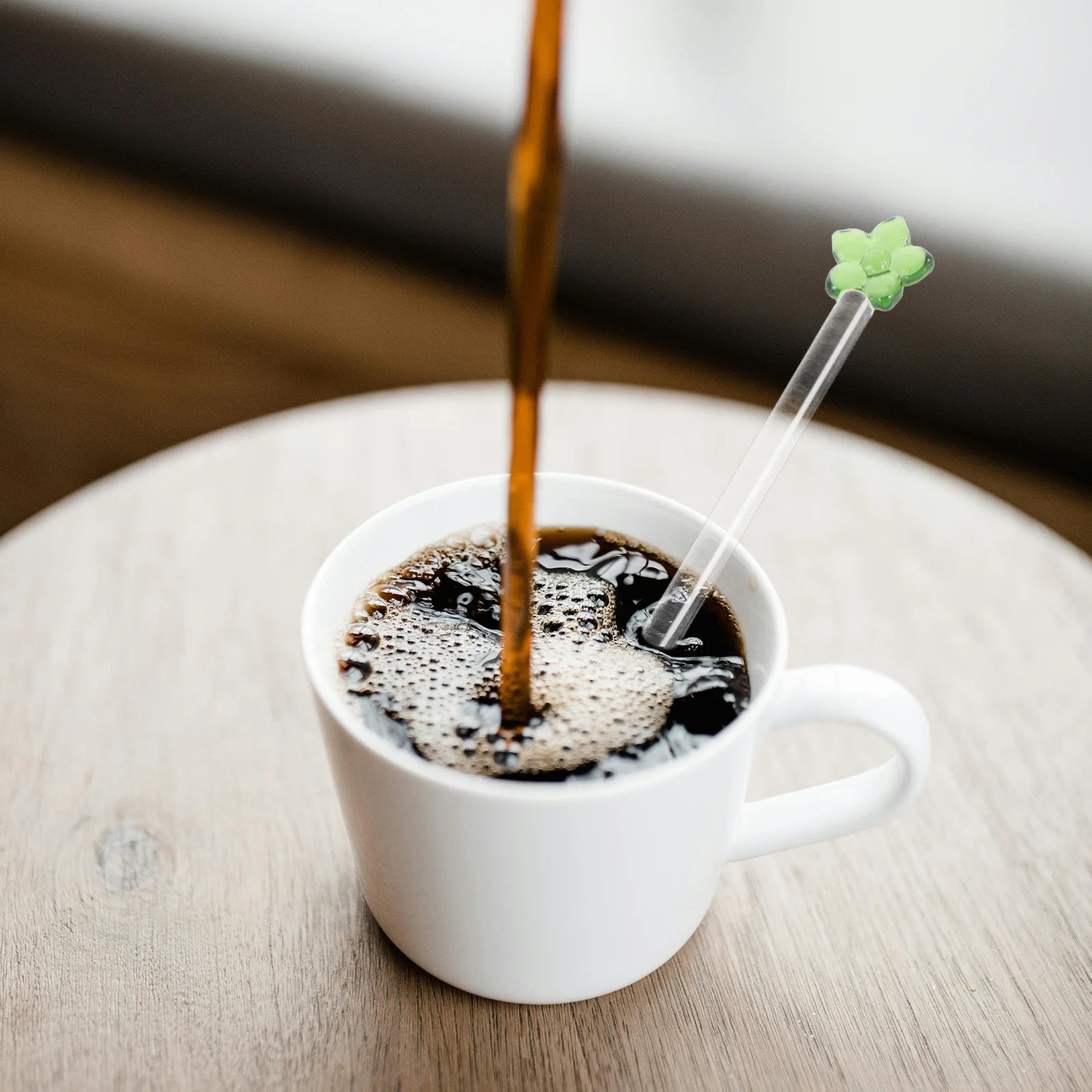 

4Pcs Long Handle Glass Stirring Spoons Transparent Clear Coffee Tea Mixing Rods Dessert Spoons Crystal Small Glass Stirrers