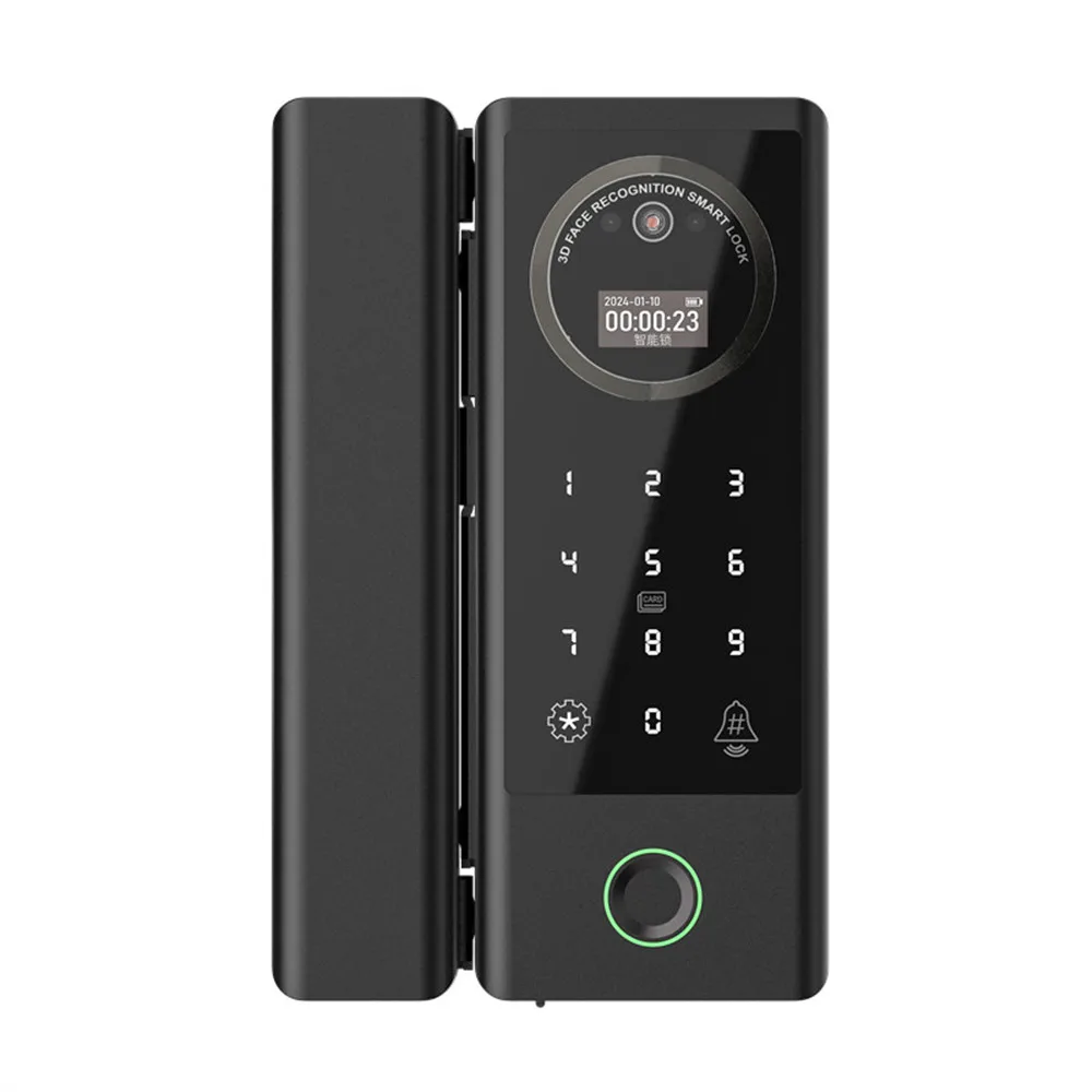 OEM/ODM Smart Lock Fingerprint Reader Frameless With Mechanical Key Face Recognition Glass Door Lock