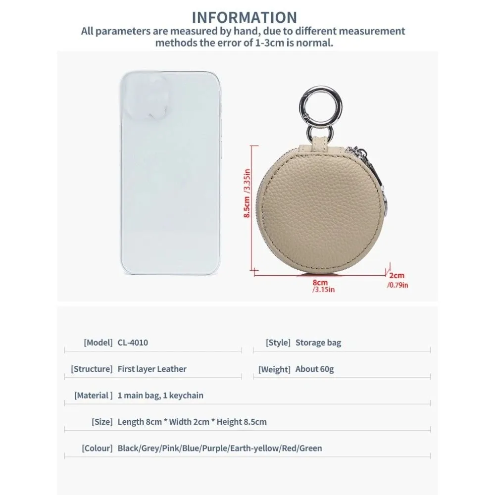 Creativo carino portamonete in pelle PU portamonete con cerniera portachiavi portafoglio rotondo con borsa portaoggetti per rossetto a specchio Mini borsa portaoggetti