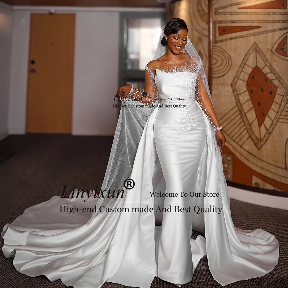

Elegant Beading Crystal Wedding Dresses 2025 Detachable Train Mermaid Bridal Gowns for Bride Customized vestido de novia gótico