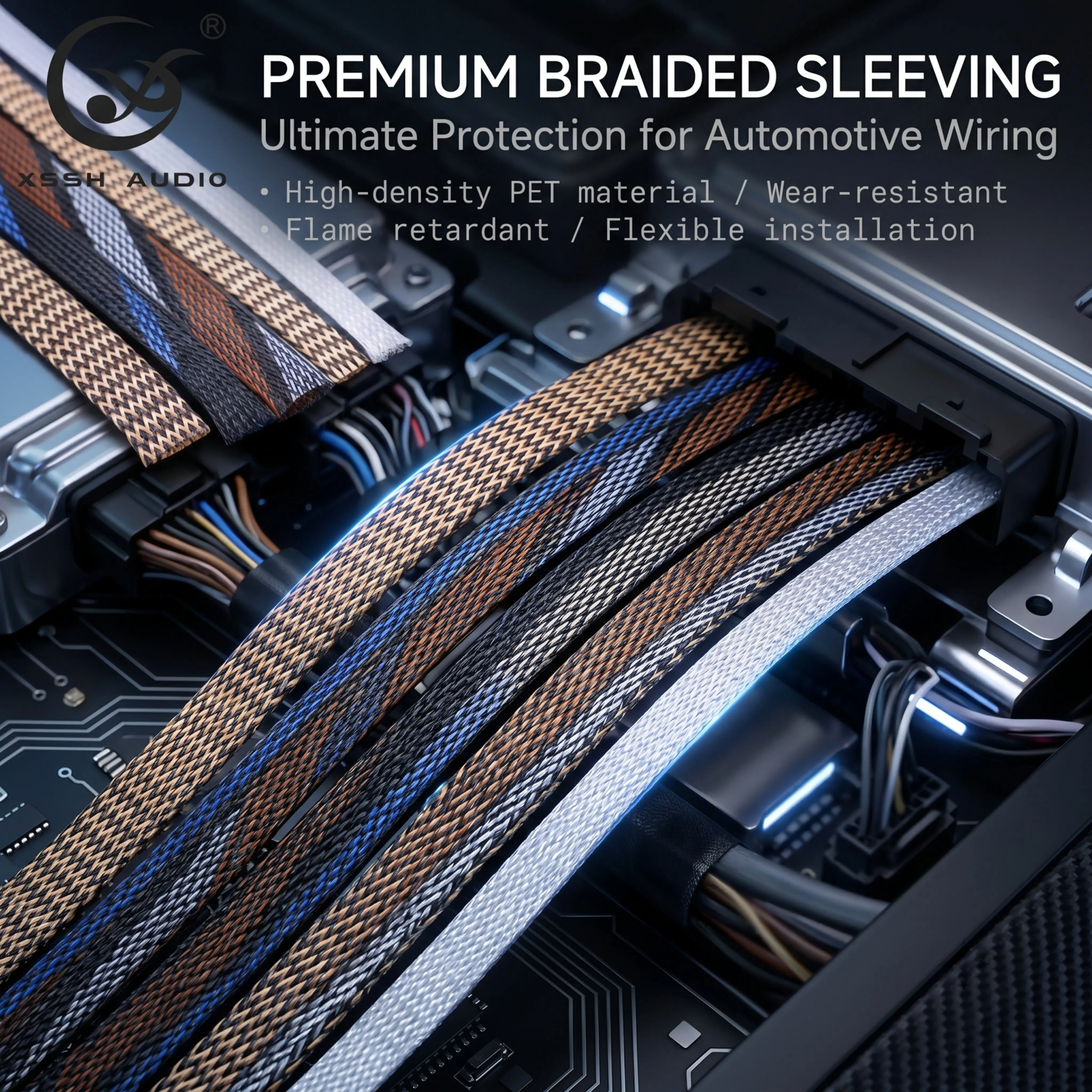 OEM 5-20mm Wholesale Multi-color PET Nylon Braided Sleeve, Shock Absorbing Mesh Cover, Universal Use for Different Wiring Cables