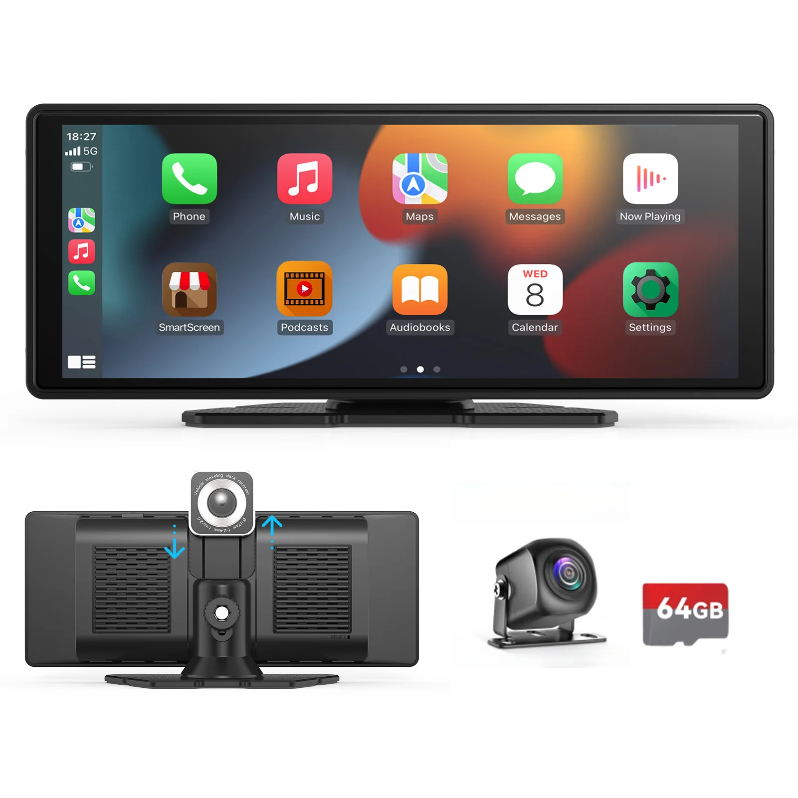 Universele draagbare Carplay voor autoscherm, draadloos Carplay-scherm Draadloze autoradio met Carplay Android Auto, auto-touchscreen