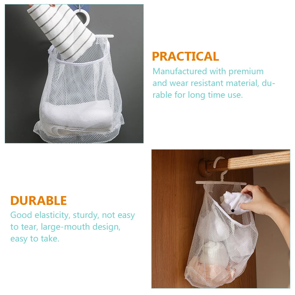 

2 Pcs Kitchen Storage Bags Mesh Pouch Wall Mounted Polyester Baskets Laundry Room Organizers Fruit Netting Toys Sundries Closet