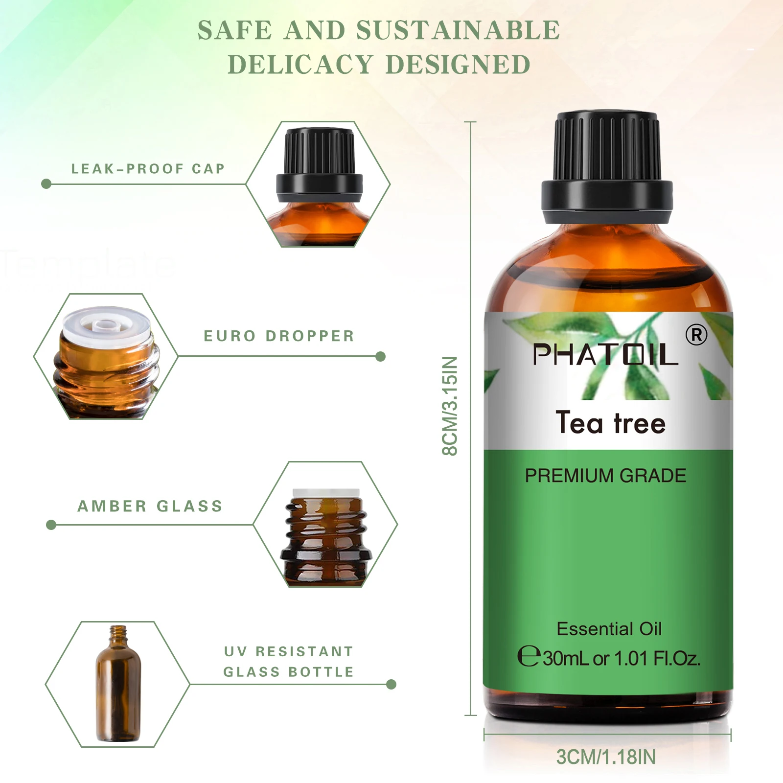 PHATOIL 1/2/3 قطعة 30 مللي شجرة الشاي زيت طبيعي لشموع الروائح صنع الزيوت العطرية النباتية الطبيعية لناشر المرطب