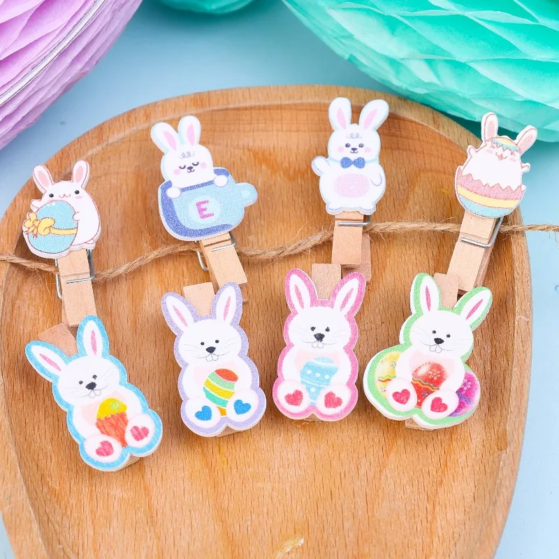 Pinces à Photo en Bois en Forme de Lapin Mignon, 1 à 50 Pièces, Artisanat Fait à la Main, pour Papier Mémo, Bricolage, Fournitures de Décoration pour la Maison, ixde Pâques