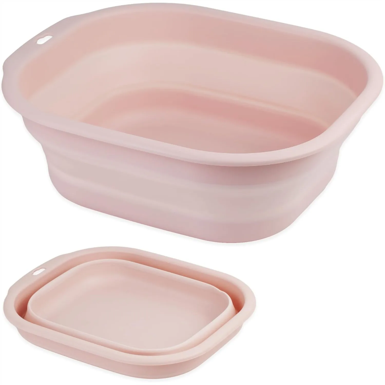 

Collapsible Wash Basin Set of 2, Foldable Portable Plastic Basins for Laundry, Travel, Camping, Pink