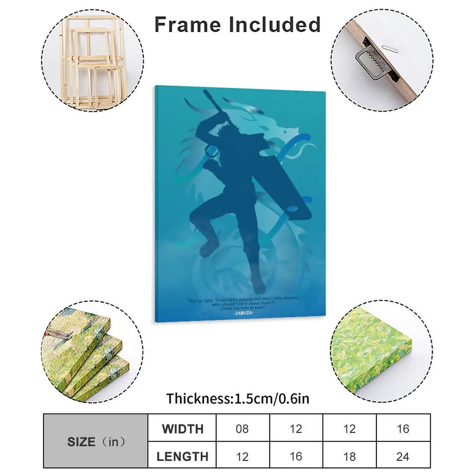 Zabuza Momochi Canvas Painting Cinema Living Room Plaques Club Framed Wall Paintings