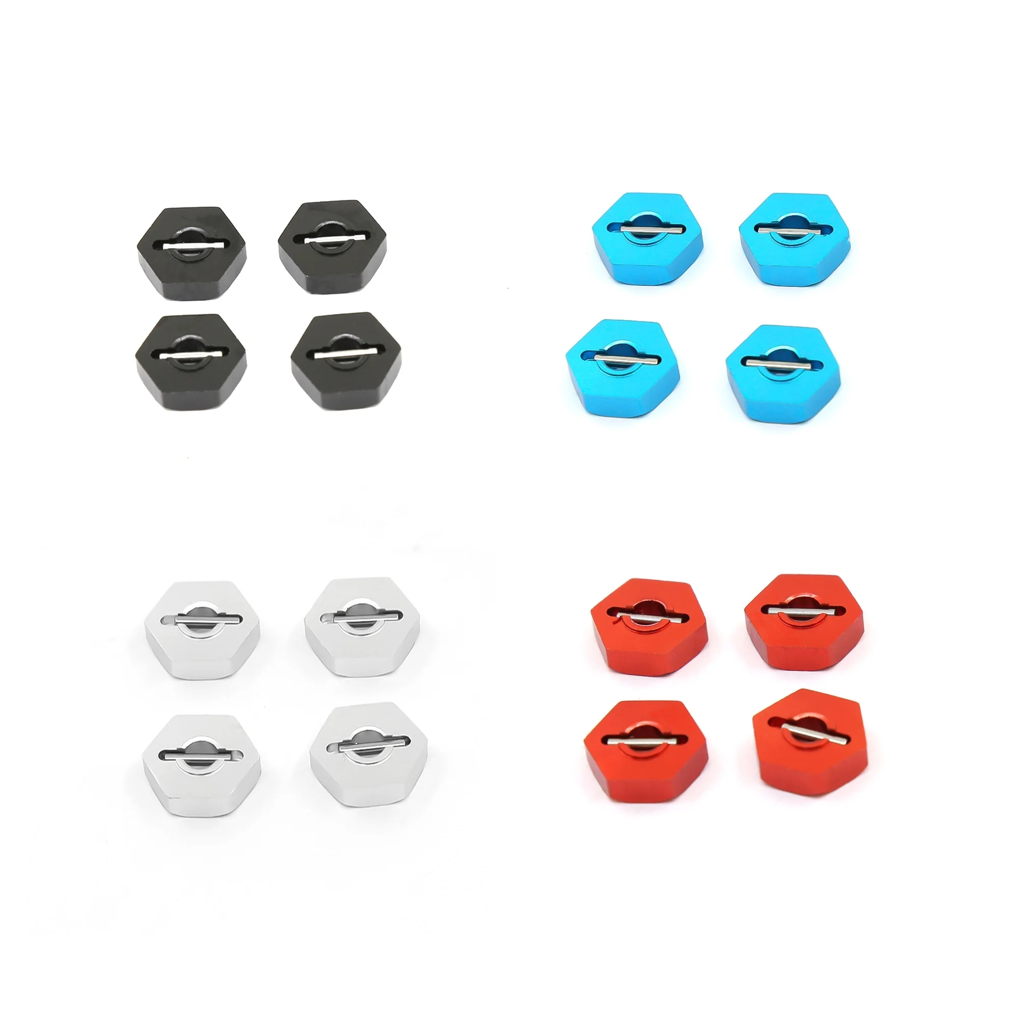 BAAA-4Pcs Metal 12mm Wheel Hub Hex with Pins for Traxxas 1/16 Slash 4WD E-Revo/VXL Summit VXL RC Car Upgrade Parts,A