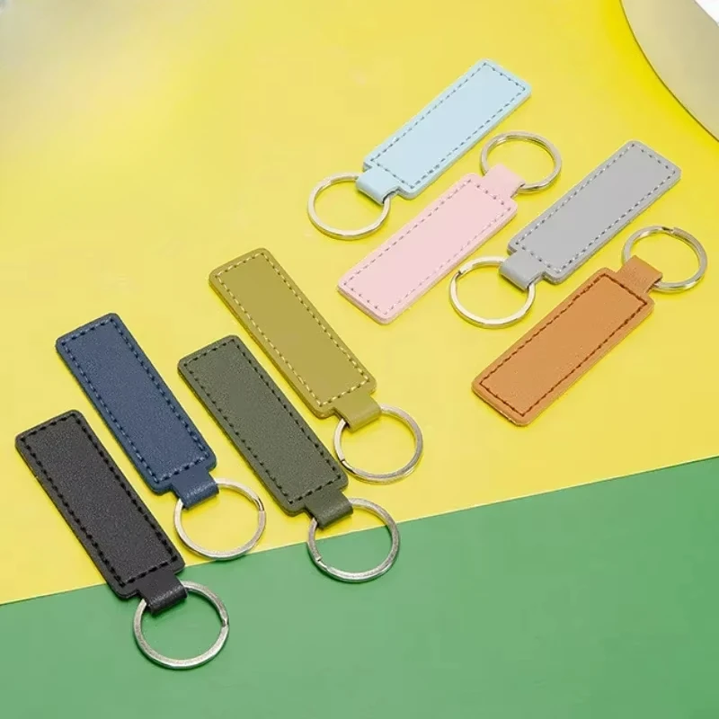 Custom PU Leather Keychain Laser Engrave Logo Company Name Keyring Personalize Hotel Number Activity Gifts Key Chain Holder