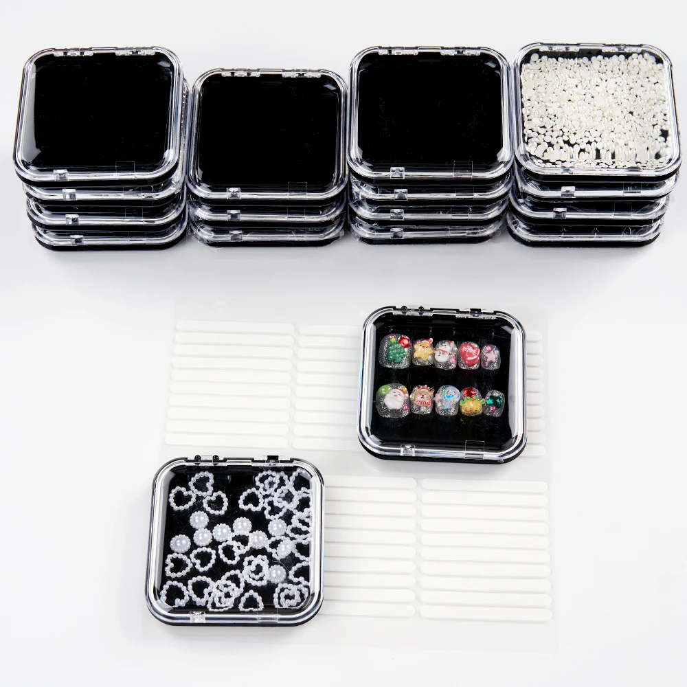 10 stücke schwarze Acryl Make-up & Nail Art Organizer Aufbewahrung boxen leichte Kosmetik Fall Set perfekt für DIY Schmuck