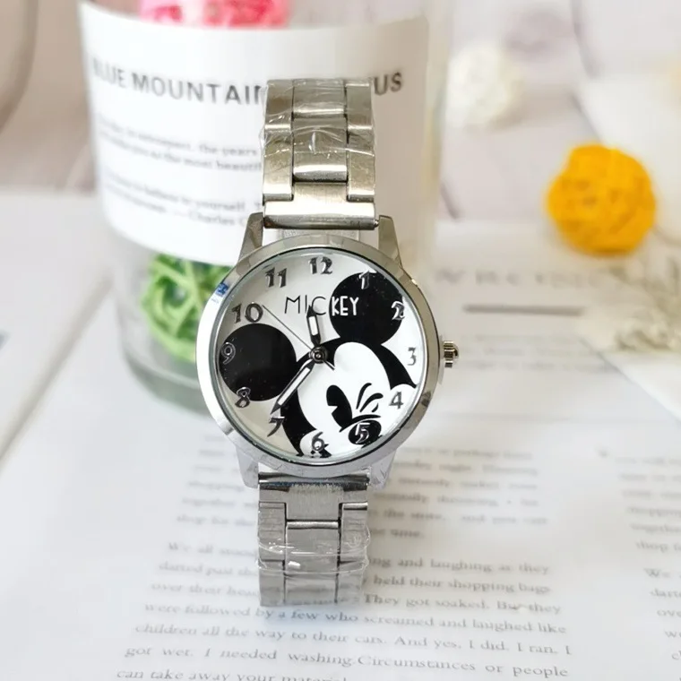 New Disney Mickey Mouse Minnie Gold Silver Watch Children\'s Boys Girls Watches Steel Students Quartz Adult Watch Birthday Gift