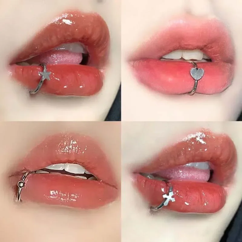 Titanstahl C-förmiger Lippenring Lochloser falscher Lippennagel Hip-Hop Punk Piercing Ornament Piercing Fake Fake Septum Piercing 2024