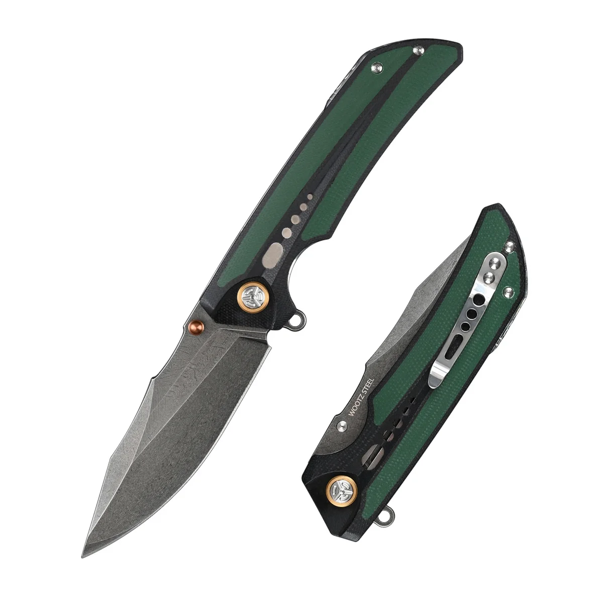 WOOTZ Steel Ball Bearing Folding Knife for Men G10 Handle EDC Tactical Pocket Knife for Outdoor Survival Hunting Knives