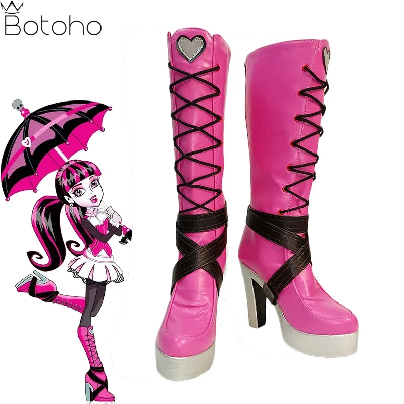 Bottes longues en cuir à talons hauts pour femmes, Anime Monster High, Drtf Cosplay, Sexy, Halloween, Carnaval, ix, Roleplay, Chaussures, PA2003