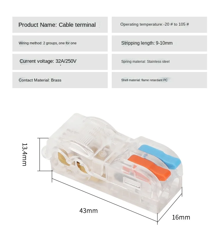 T-förmige elektrische Kabelverbinder, Schnellverbinder, Crimpklemmen, Lampenblock, allgemeine elektrische Steckverbinder – Detail 7