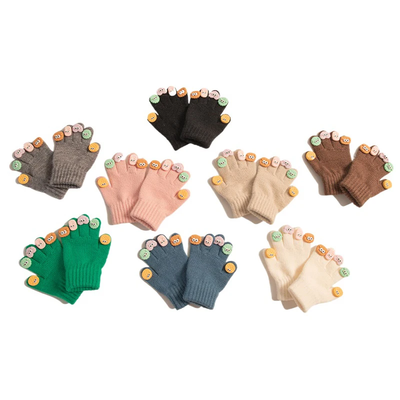 

3-7 Year Children Winter Gloves Stretchy Kids Knitting Gloves Cute Coldproof Winter Ultra-cozy Knitting Finger Warmer Gloves