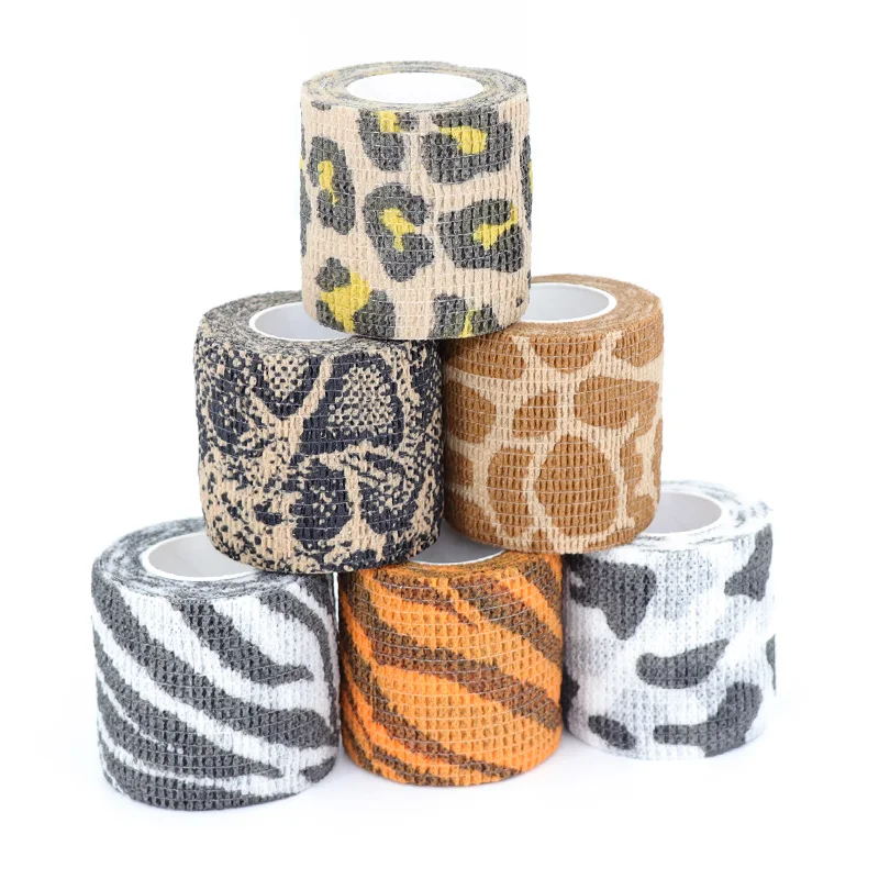 6 Rolls Vet Wrap Cohesive Bandage Self Adhesive Elastic Tape Animal Print Non-woven Breathable for Dog Cat Horse Wound Care