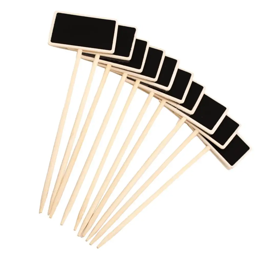 10pcs Wooden Blackboard Chalkboard Plant Stick Price Tags Message Note Board Sticks Chalks