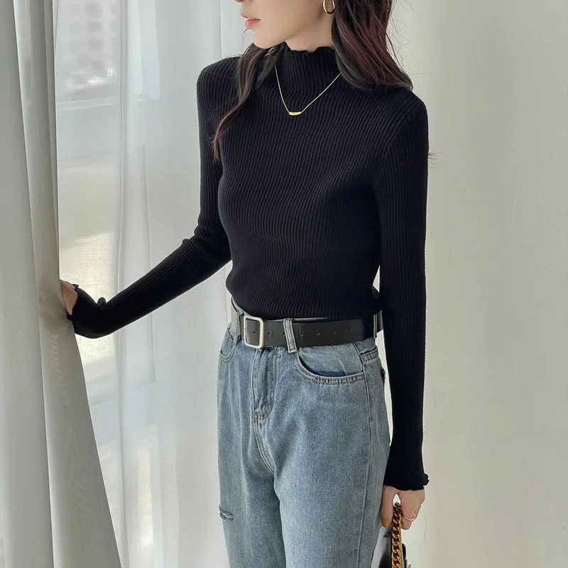 

High-grade Pullover Sweater Women's Autumn And Winter 2024 New Thickening With a Semi-turtleneck Knitted Shirt Women's Blouse