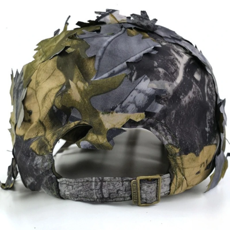 Herren 3D Blatt-Tarnmuster Baseballkappe, Verstellbare Schnelltrocknende Taktische Scharfschützenmütze für Outdoor Jagd Angeln Airsoft Mehrfarbig – Detail 3