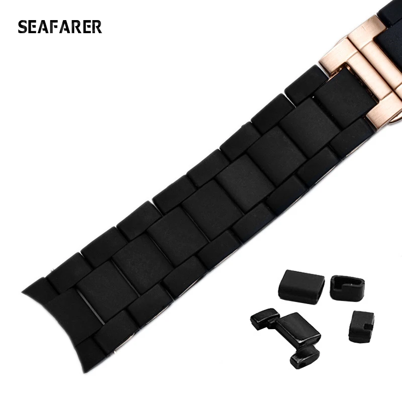 For Armani AR5890 5891 5906 5905 Waterproof Special Rubber Watch Strap Replace Bracelet Fashion Silicon Clad Steel Watch Band