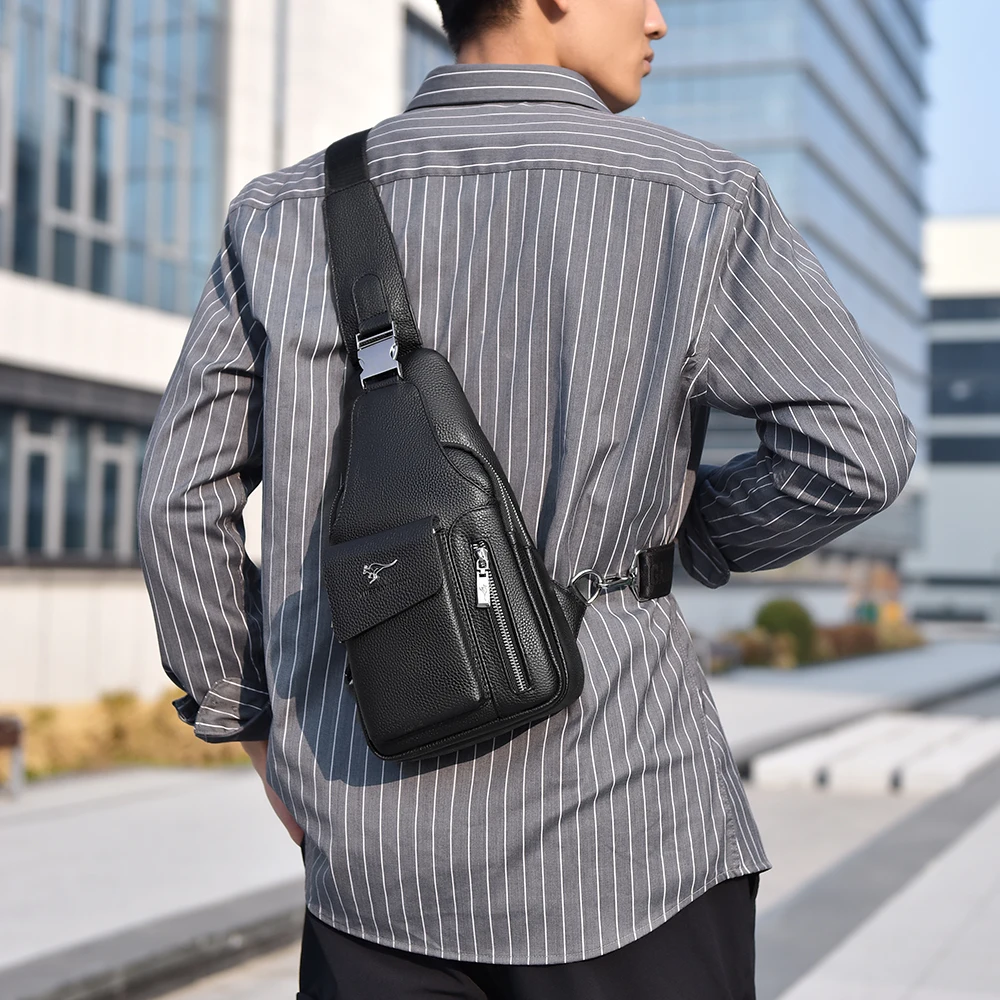 متعددة الطبقات جلد طبيعي الرجال حقيبة صدر للرجال الأعمال التنقل الجانب حقيبة جلد البقر حقيبة كروسبودي سعة كبيرة حقيبة رافعة الذكور