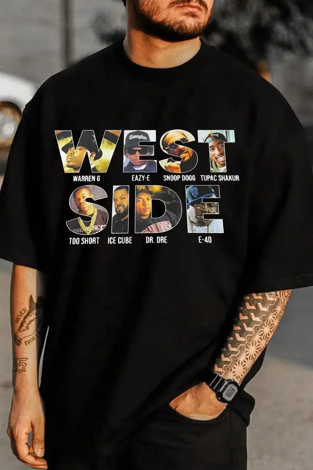 2026 Luxury Westside Hip Hop Graphic TShirt, Unisex Rapper Style Print Crew Neck Summer Casual Short Sleeve Tee