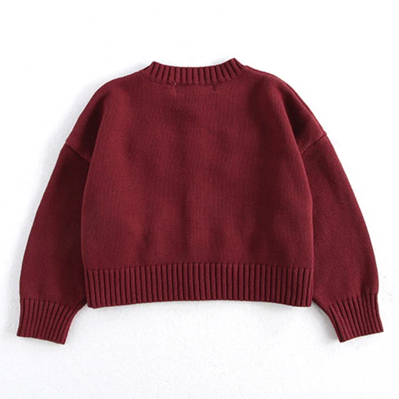 جديد خريف 2025 سترة حياكة للفتيات الصغيرات 2-7 سنوات سترة حياكة للأطفال بأكمام طويلة بلون سادة معطف سترة فضفاض غير رسمي