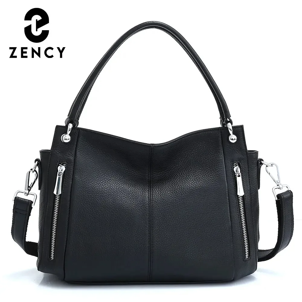 

Zency 100% Genuine Leather Handbag Female Classic Simple Vintage Women Shopper Tote Lady Shoulder Bag Commuter Casual Crossbody
