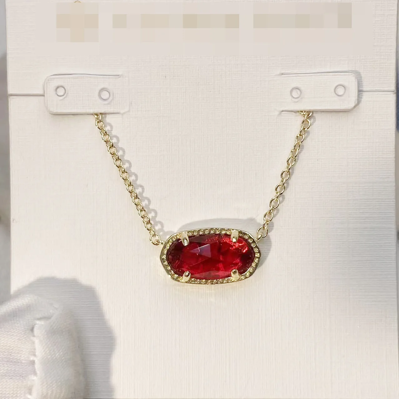 YEEVAA Geometric Ruby Red Clear Glass Gemstone Pendant Necklace for Women, Fashion Jewelry, Unique Gifts