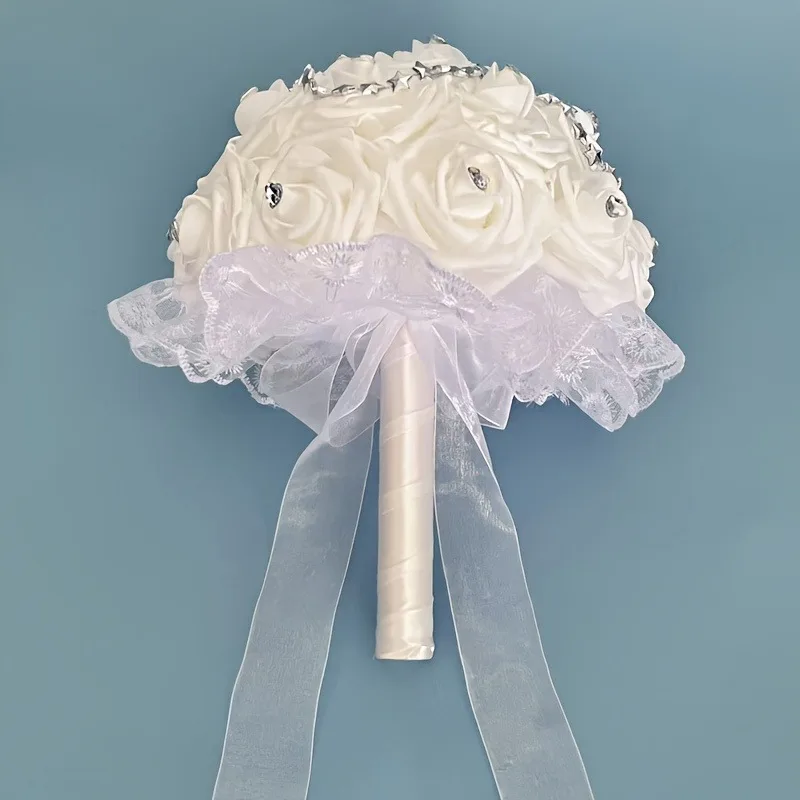 Bouquet de mariée élégant - Bouquet de mariage portable en fausse rose pour les mariées et les demoiselles d'honneur
